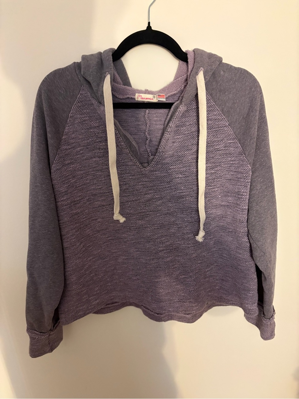 Womens Boutique Cropped Hooded Sweatshirt Purple Size Small